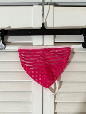 Mesh Stripe G-String -- Pink/White